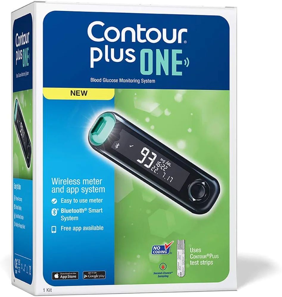 Contour Plus One Bluetooth-Enabled Glucose Meter with Smart Light Feature and 25 Pcs Strip Bundle Offer by TRONZZ. 