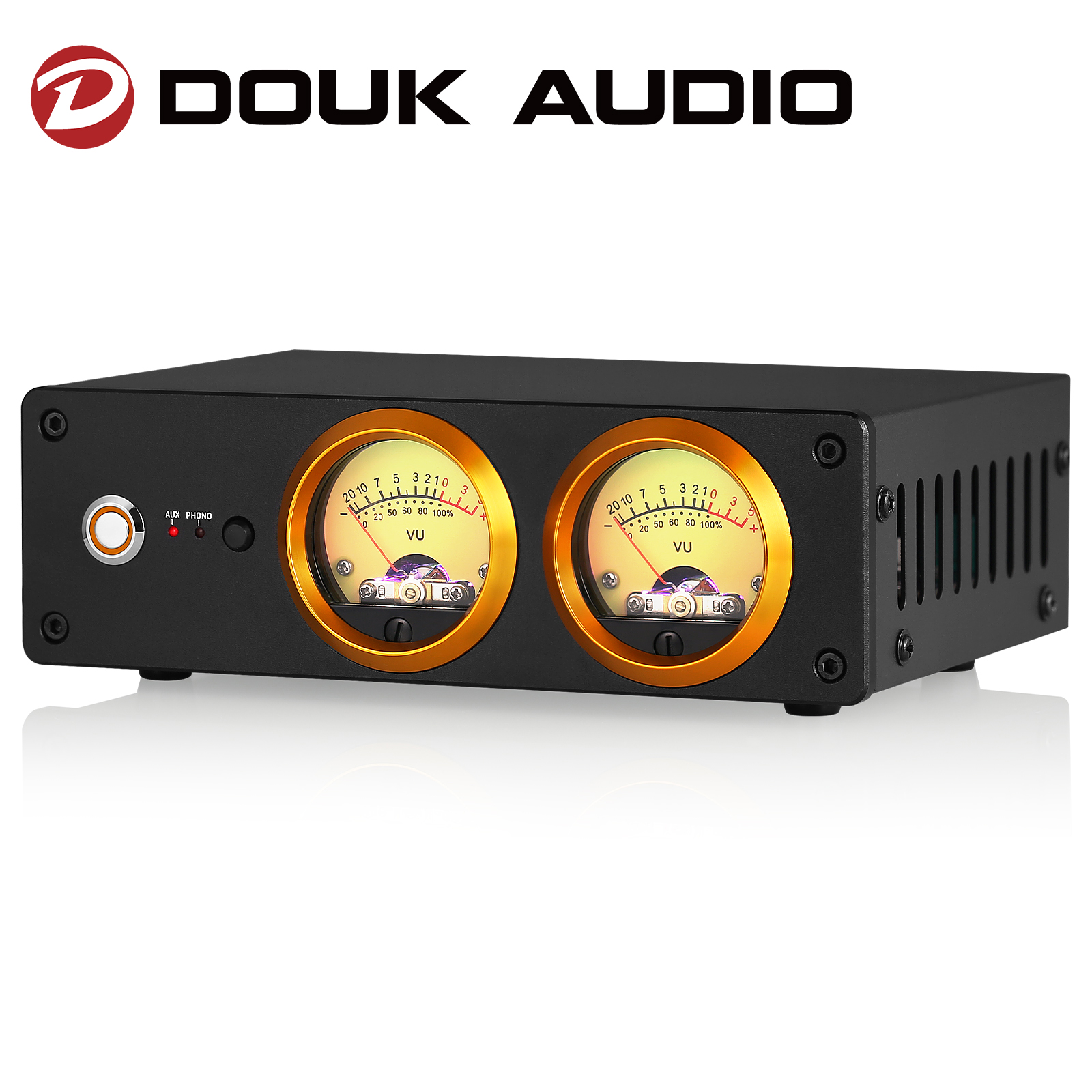 Douk Audio T13 Mini Phono Preamp for Home MM Turntables Desktop Headphone Amplifier Record Players Preamp with Dual VU Meter. 