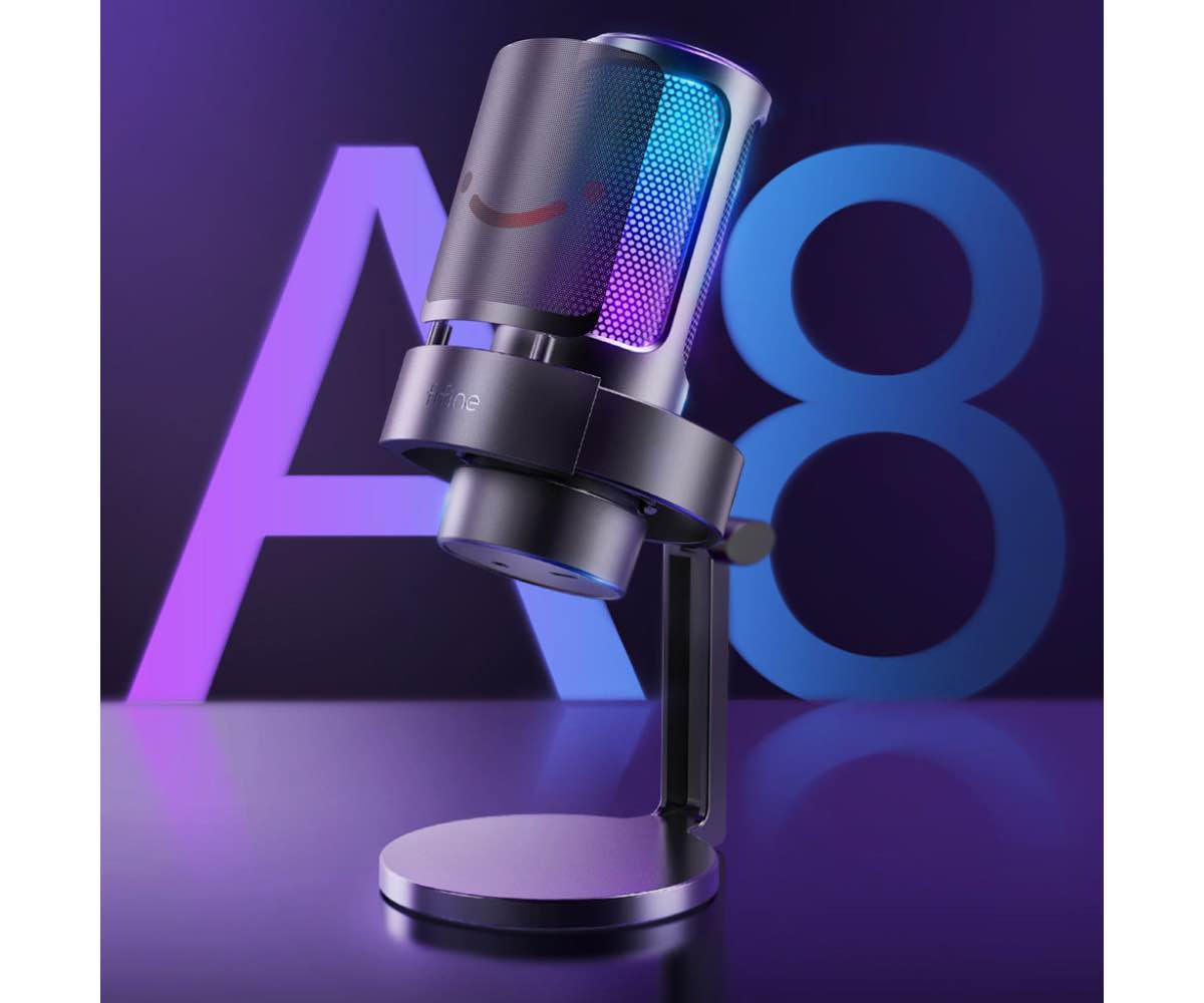 FIFINE AmpliGame A8 Gaming Microphone, USB PC Mic for Streaming, Podcasts, Recording, Condenser Computer Desktop Mic on Mac/PS4/PS5, with RGB Control, Mute Touch, Headphone Jack, Pop Filter, Stand. 