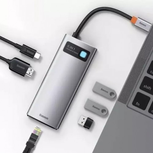 Baseus Metal Gleam Series 6-in-1 Multifunctional Type-C HUB. 
