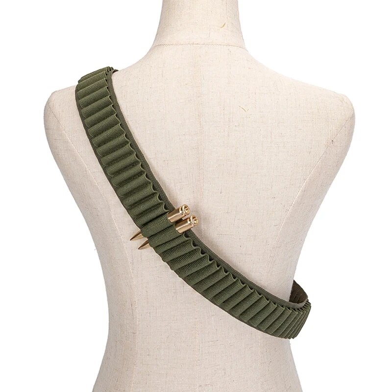 50 Rounds Rifle Bullet Cartridge Bandolier 556 Ammo Belt Shell Holder Hunting Sporting Shooting for 308 Cal. 30-06 .762 AK