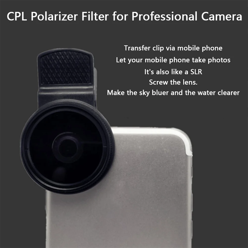 Phone Clip Circular Polarizer for iPhone/Samsung CPL Filter Lens Replacement Kit. 