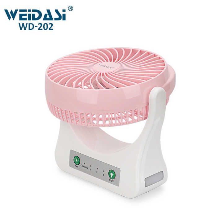 Rechargeable Fan Weidasi 3 speed control usb table fan 7.5″ Rechargeable Fan portable mini hand rechargeable fan with light Li-ion Battary(18650) Desk Table Fan. 
