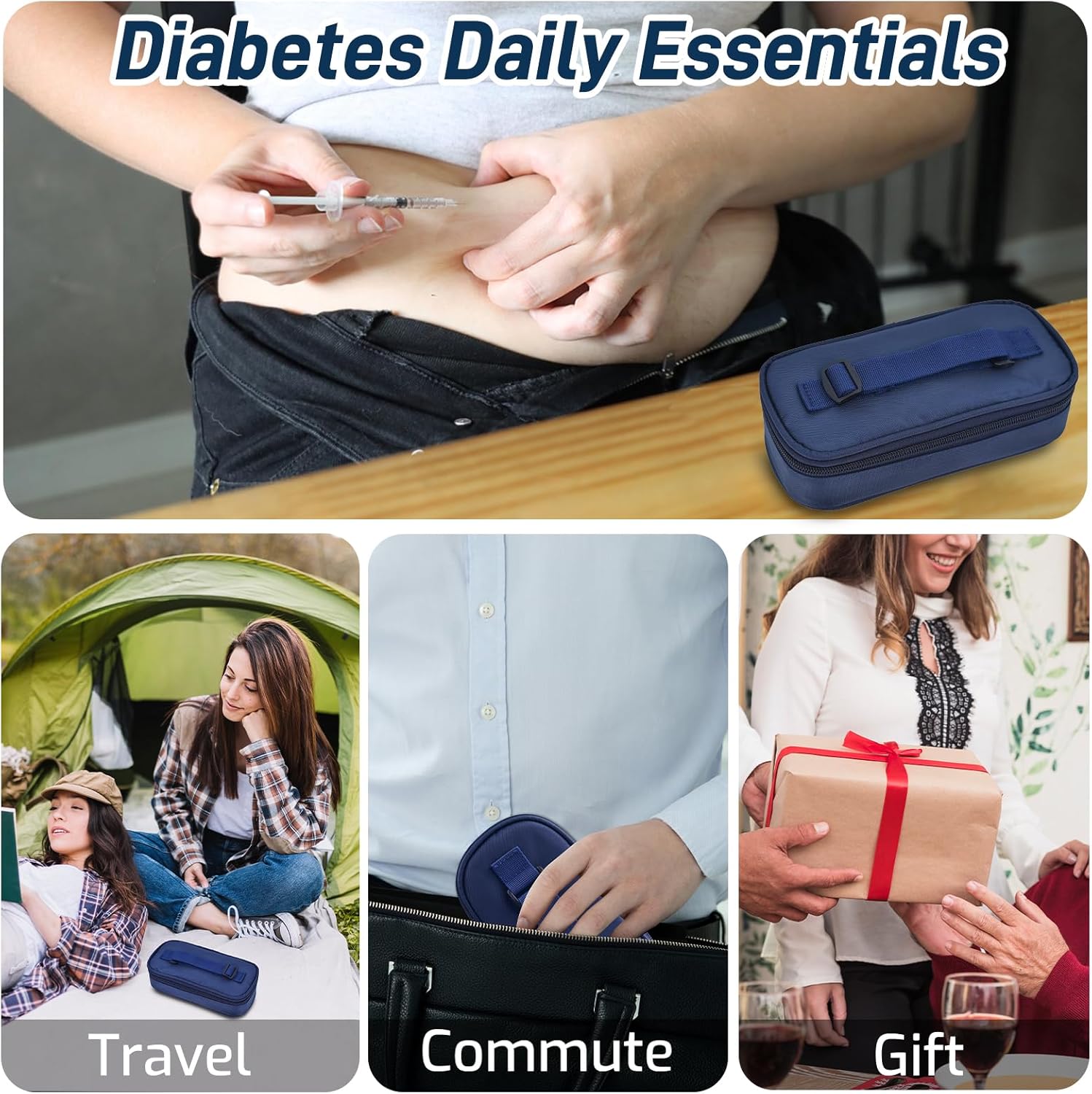 Insulin Vial Cooler Travel Case,Diabetes Carrying Insulated Bag for Supplies Keep Medicine Cool,Diabetic Small Bottle Protector Kit for Storage,Portable Mini Pack with Protective Ice Brick. 
