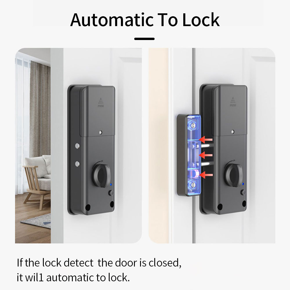 Smart Electric Motor Lock With Tuya App Keyless Entry Door Lock Concealed Invisible Installation IC Card Lock for Wooden Door. 