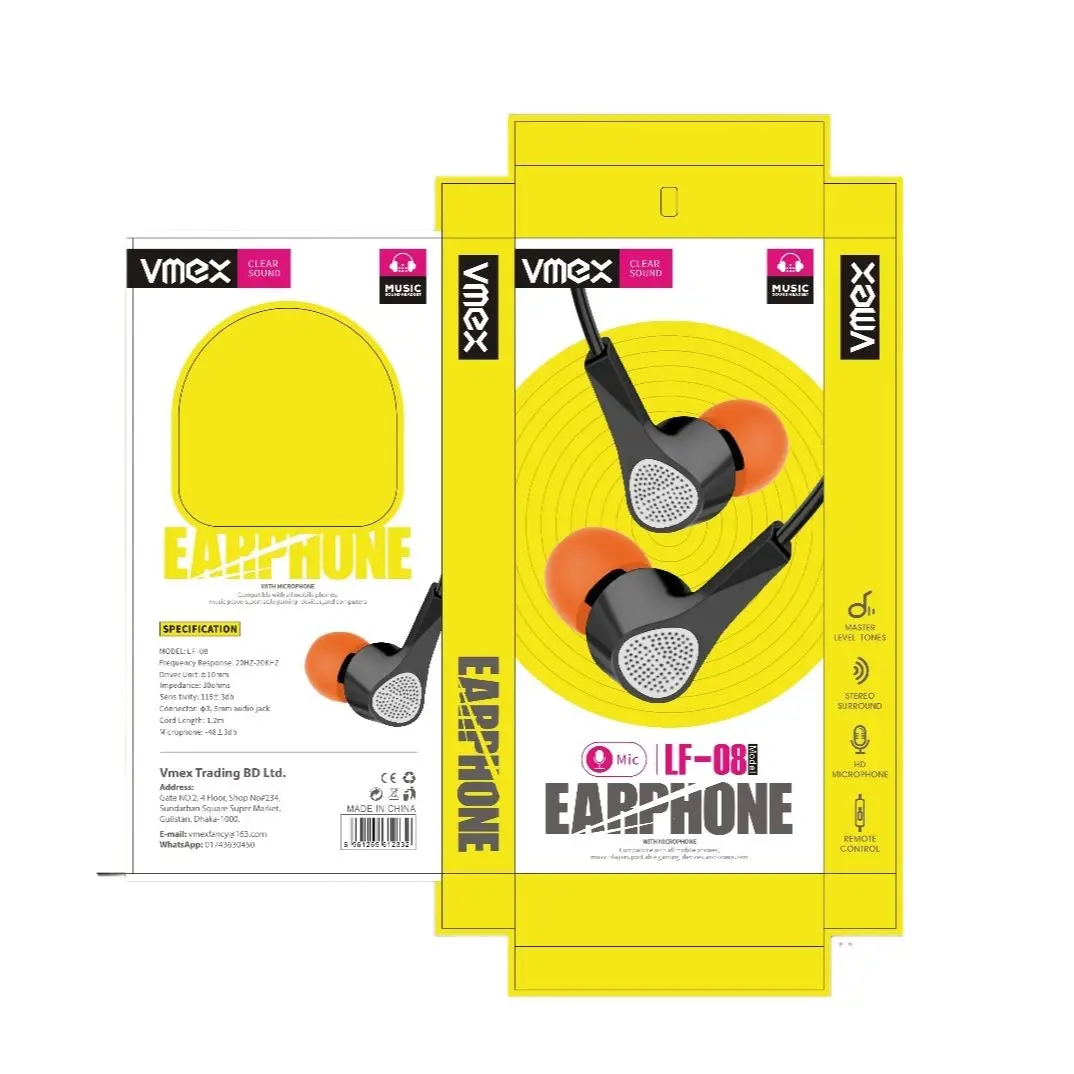 VMEX LF-05 Headphone Heavy Bass 3.5Mm Port 1.2M Wired Earphone