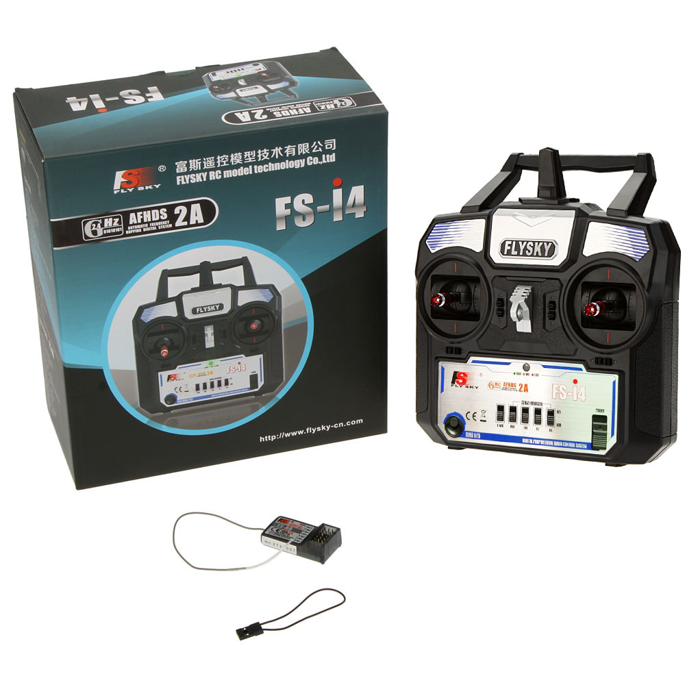 Flysky FS-i4 AFHDS 2A 2.4GHz 4CH Radio System Transmitter for RC Helicopter Glider with FS-A6 Receiver. 