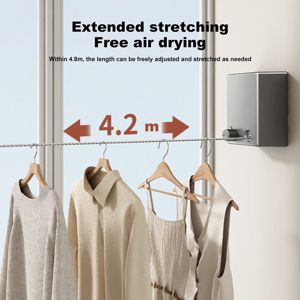 Retractable Clothesline Stainless Seel Pull-Out Clothes-Drying Machine Rope Space-Saving Clothes Drying Rack For Household. 