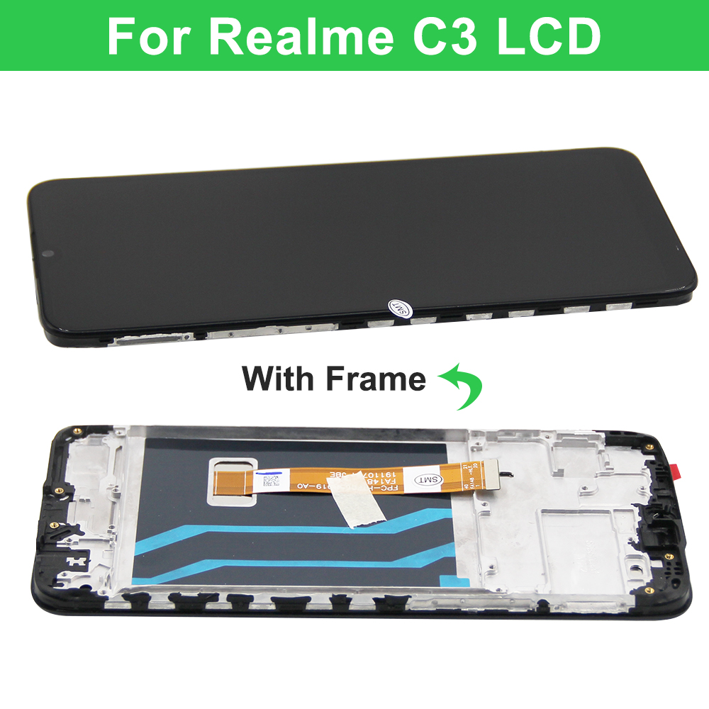 6.5'' For Realme C3 RMX2027 RMX2021 LCD Display With Frame Digitizer Touch Screen For OPPO Realme C3 Display Replacement. 