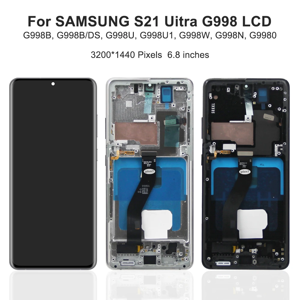 S21 Ultra For Samsung For AMOLED S21 Ultra 5G G998B G998U G998W LCD Display Touch Screen Digitizer Assembly Replacement. 