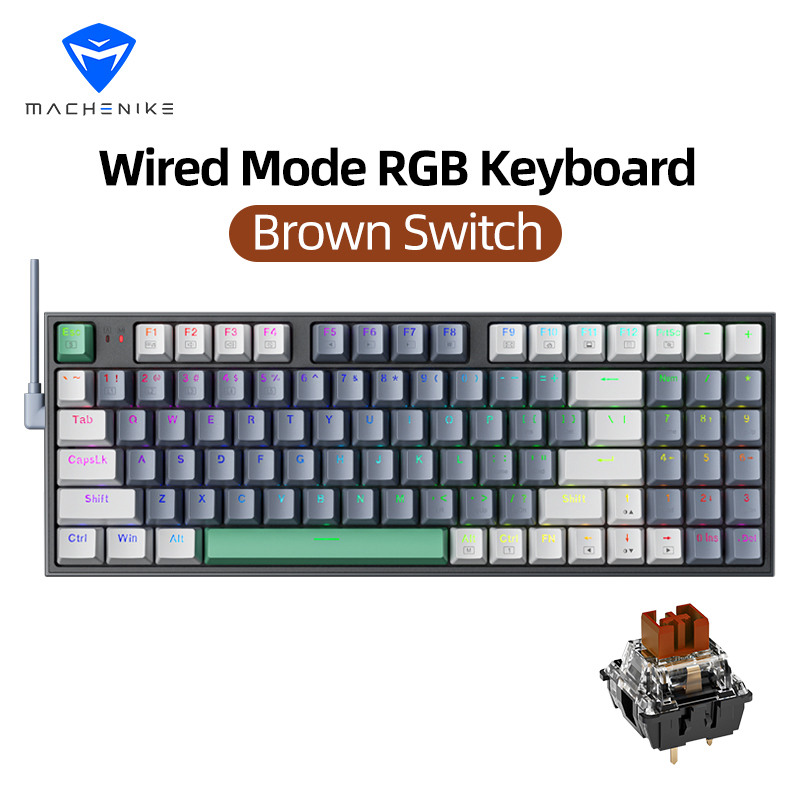 Machenike K500 Mechanical Keyboard Gaming Keyboard Wired Keyboard Hot Swappable 94 Keys RGB Light Mac Windows. 