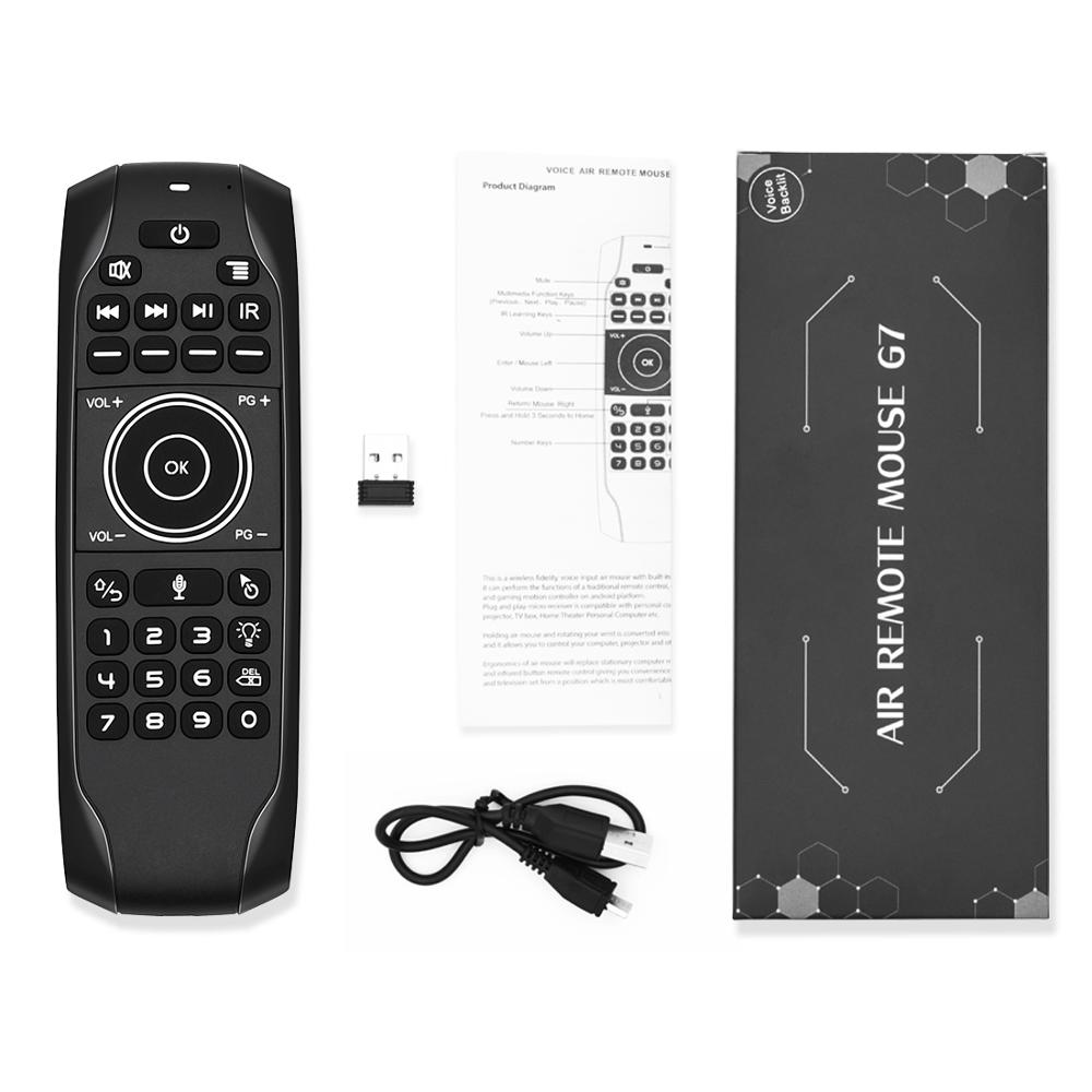 Newest G7V PRO Backlit Voice Gyroscope Wireless Air Mouse with Russian English keyboard 2.4G Smart Voice Remote Control. 