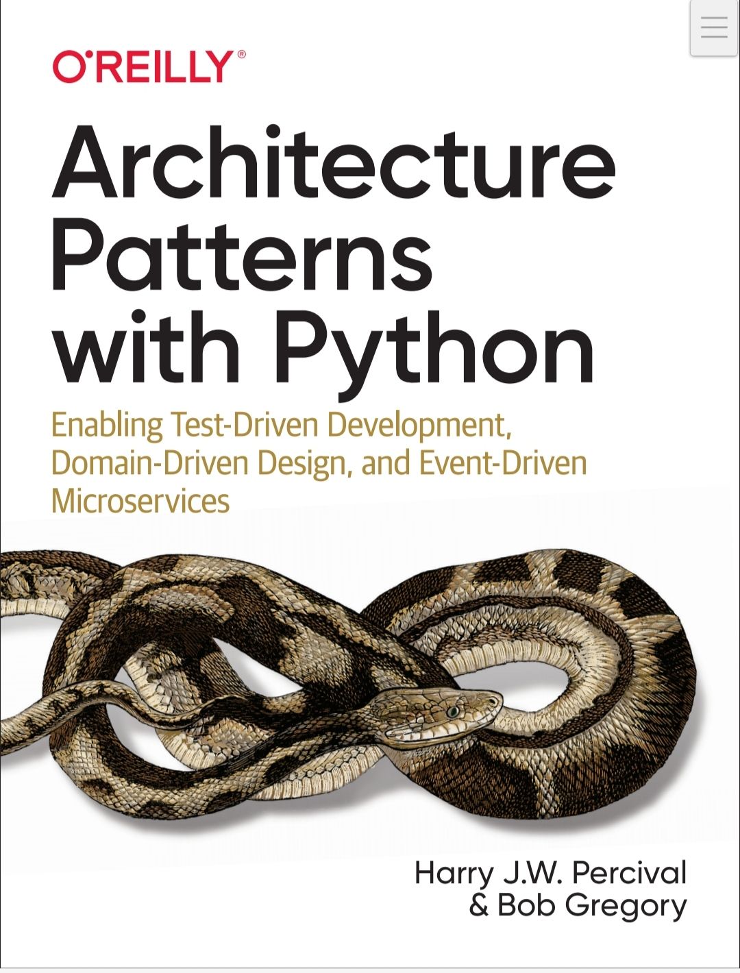 Architecture Patterns with Python

Enabling Test-Driven Development, Domain-Driven Design, and Event-Driven Microservices ( Black and white)