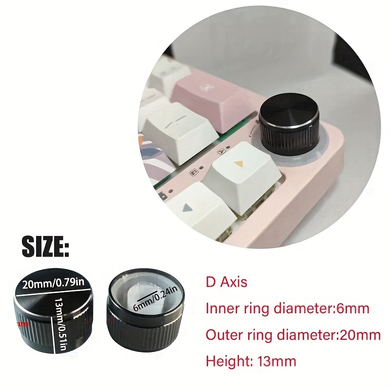 20mm Mechanical Keyboard Knob Volume Control Gear Manual Rotary Key Cap For Fine Tuning Metal Texture Inner Diameter 6mm. 