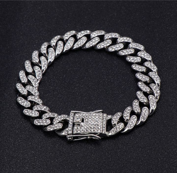 New Elegant Men's Cubic Zirconia Charm Bracelet in Stainless Steel