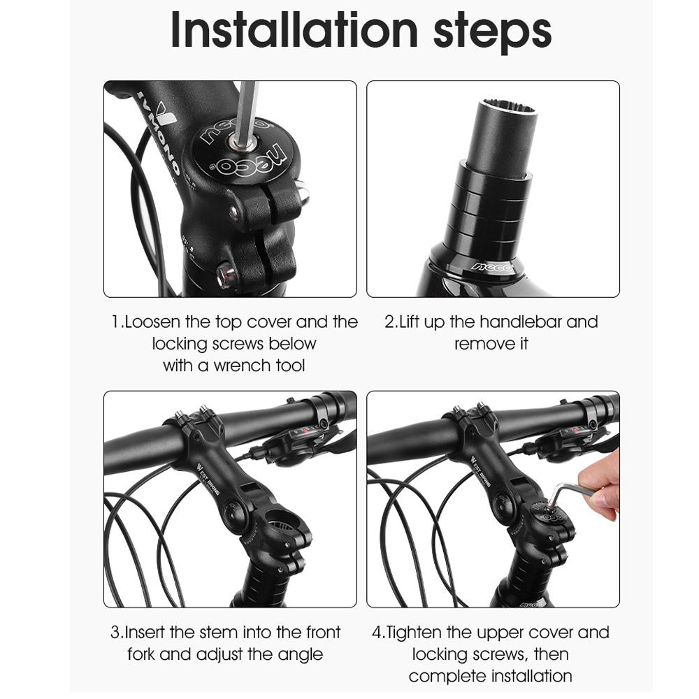 WEST BIKING Adjustable Bicycle Handlebar Stem Variable 60 Degree Angle Bike Handlebar Riser Road Bike Front Fork Stem Adapter. 