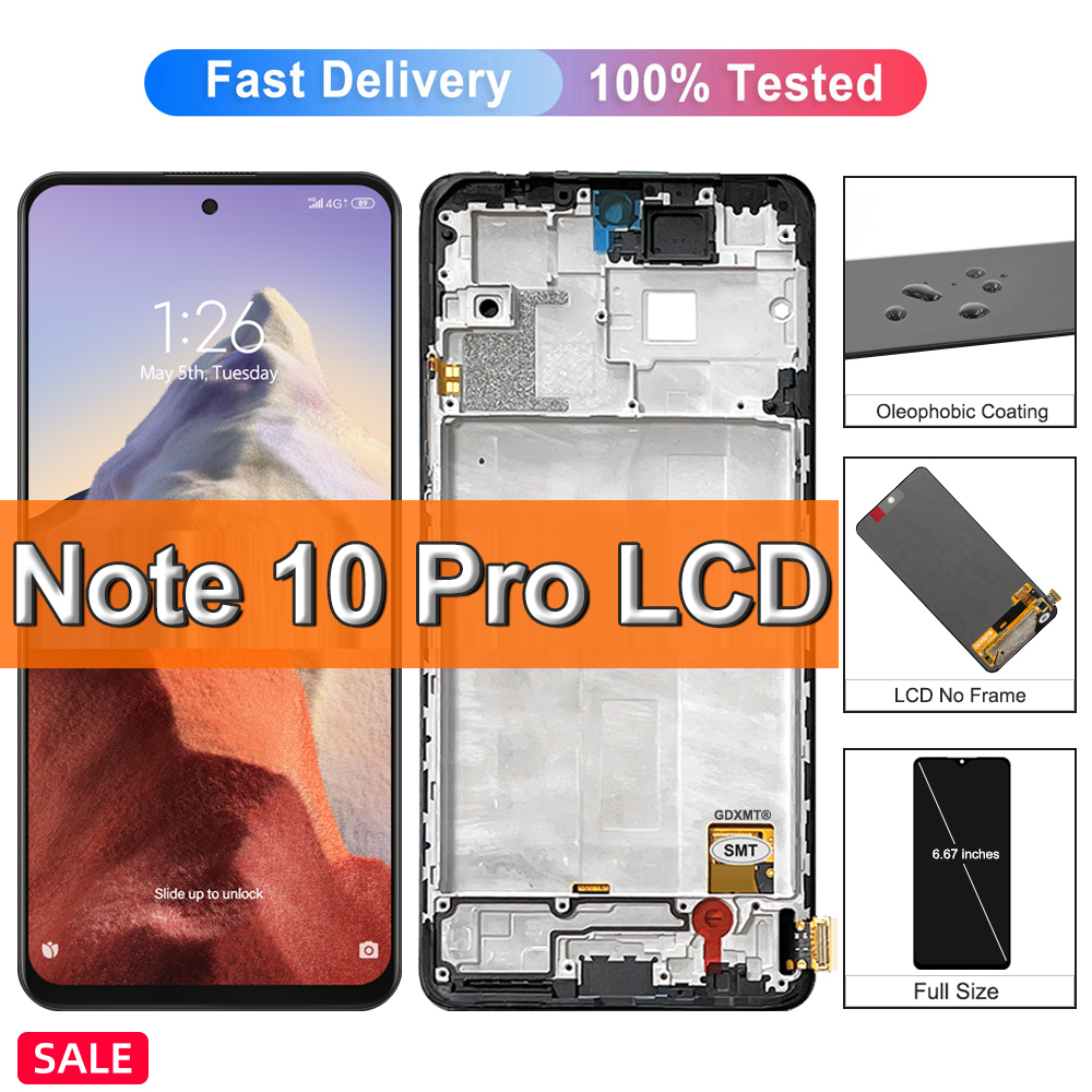 6.67" AMOLED TFT for Xiaomi Redmi Note 10 Pro LCD Display Touch Screen For Redmi Note10 Pro M2101K6G LCD Display Replace +Frame