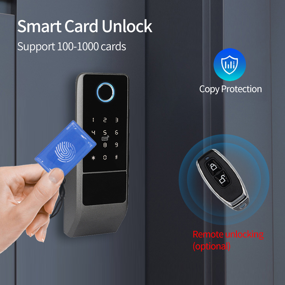 IP65 Waterproof TTLock Fingerprint Smart Door Lock Outdoor Gate Bluetooth Password 13.56MHz IC Card Deadbolt Lock+Mechanical Key. 