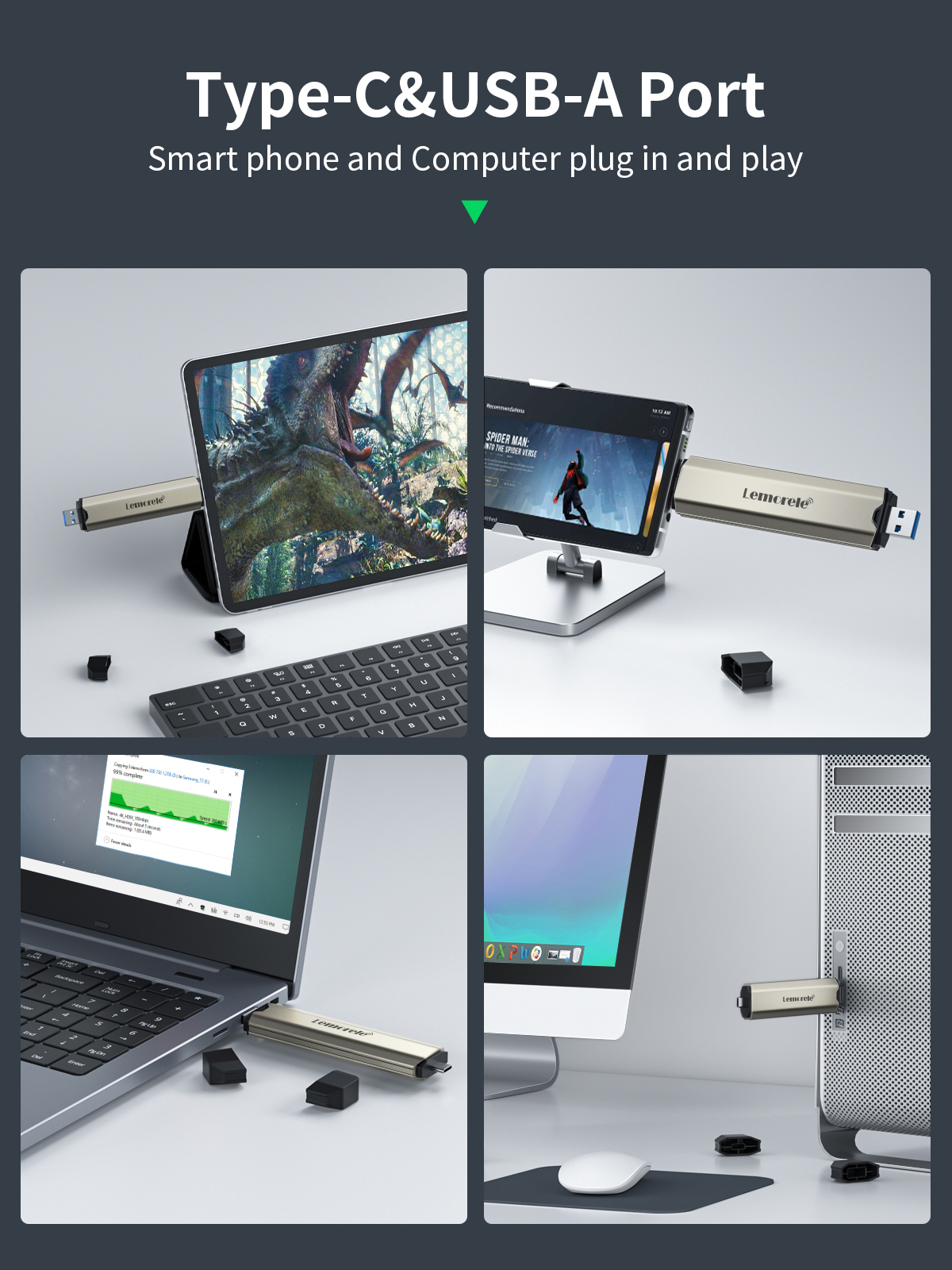 Lemorele M2 SSD Case M.2 NVMe SATA SSD Enclosure Adapter 10Gbps USB 3.1 Gen2 USB C External Enclosure Supports M and B&M Keys. 