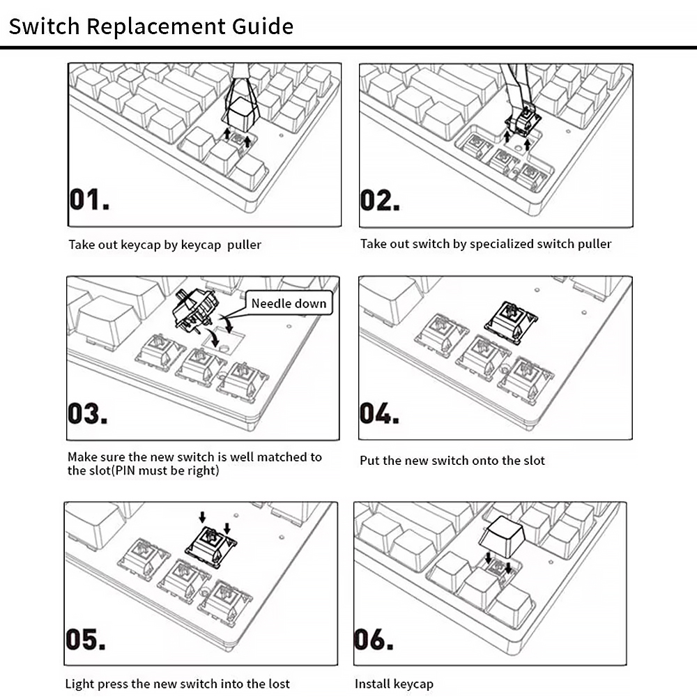 Outemu Switch for Keyboard 3Pin Linear Tactile Clicky Silent Switches for Mechanical Keyboards Gray White Red Blue Gaming Switch. 