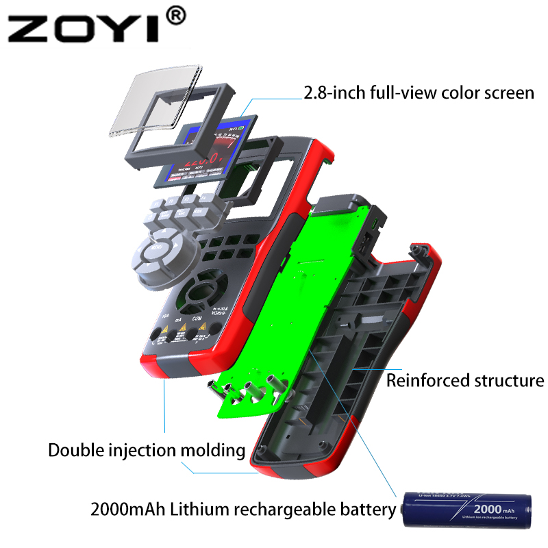 ZOYI ZT-702S 2 in 1 Handheld Digital Automotive Oscilloscope Multimeter, Single Channel 10MHZ Bandwidth,64Kbyte Record Length,48. 