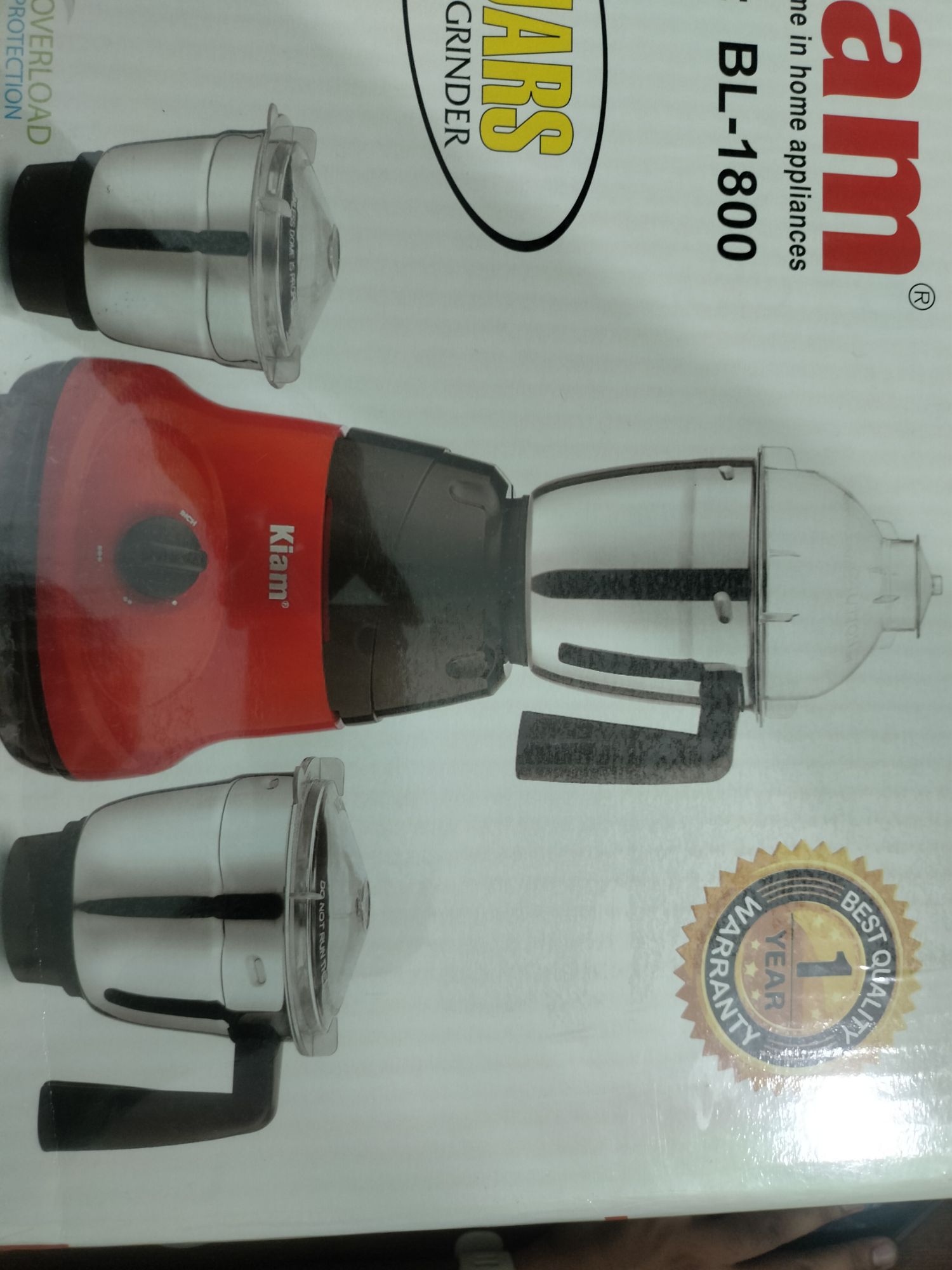 KIAM MIXER GRINDER 3 JARS (750 WATTS) MODEL: BL-1800. 