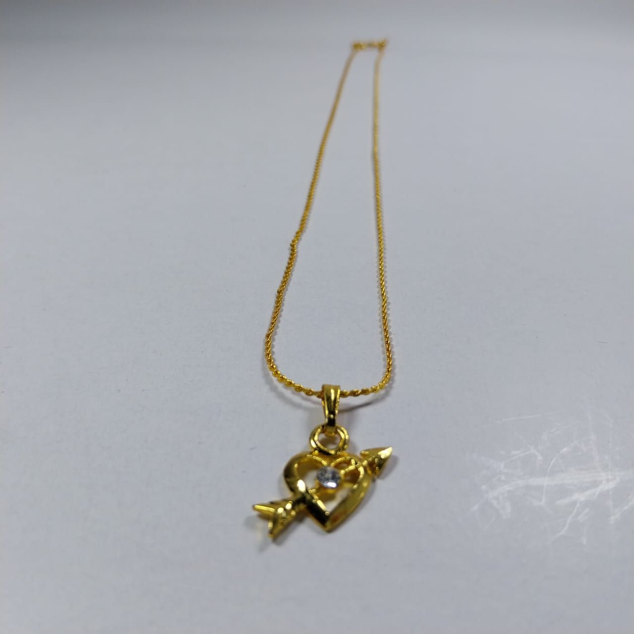 Gold plated Love Heart Cupid Arrow Heart Necklace Schoolgirl 
