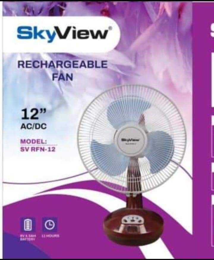 AC/DC echargeable AC/DC table fan sky view. 