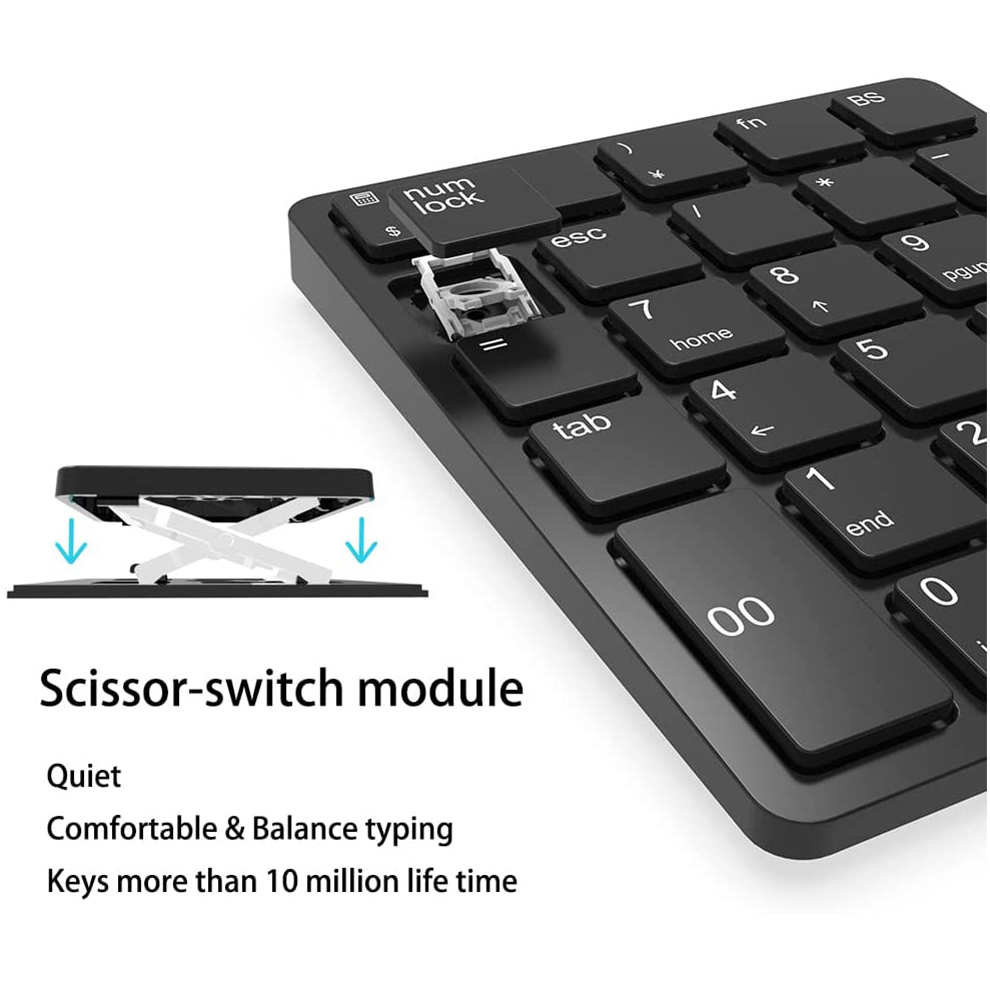 Jomaa 26 Keys Wireless Number Pads Rechargeable USB Numeric Keypad Portable Financial Accounting Number Keyboard for Laptop. 
