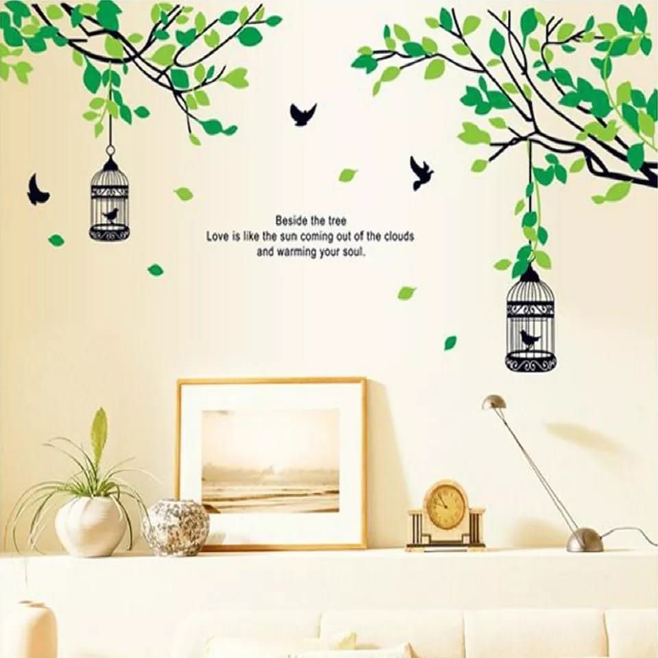 Tree branch bird nest amazing 2D wall sticker tv head sofa Decoration and multicolor wall sticker. 