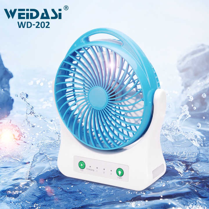 Rechargeable Fan Weidasi 3 speed control usb table fan 7.5″ Rechargeable Fan portable mini hand rechargeable fan with light Li-ion Battary(18650) Desk Table Fan. 