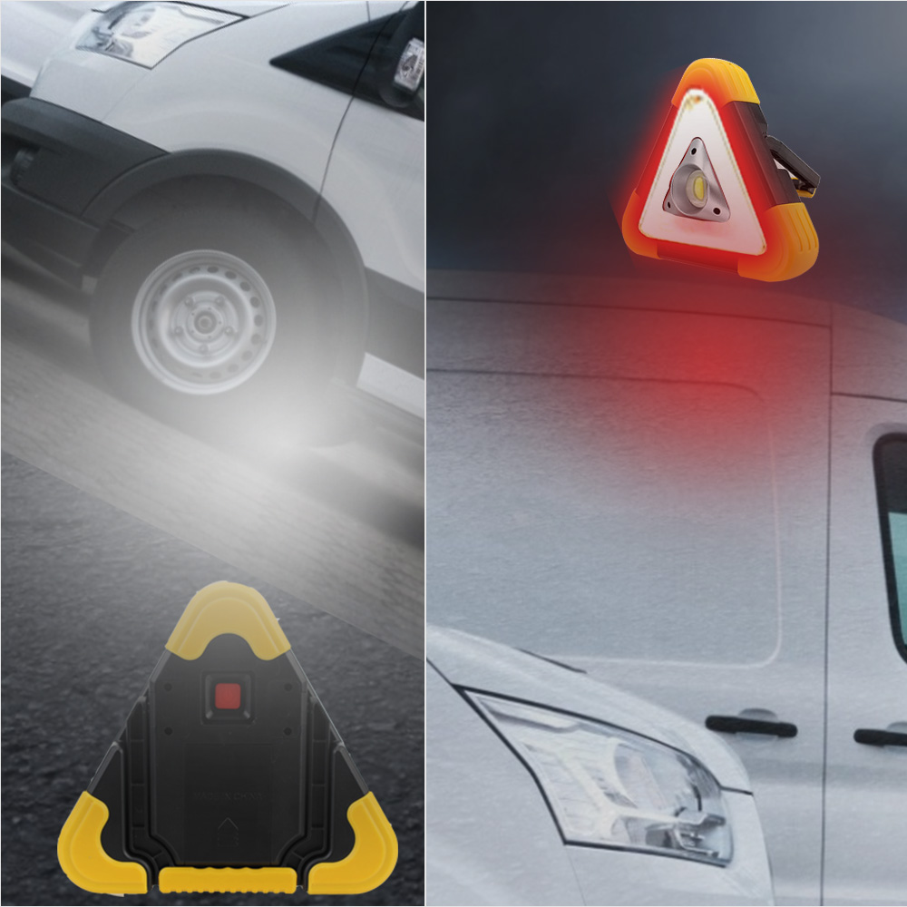 Triangle Warning Sign Road Safety Alarm lamp Portable Emergency Breakdown Flashing light on hand Car LED Work light. 