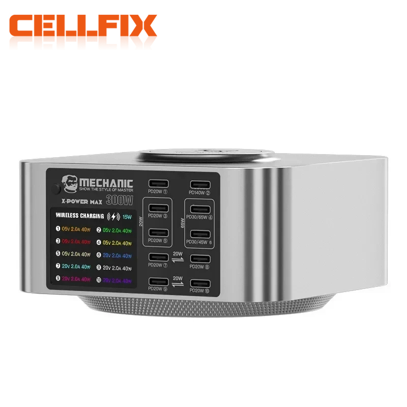 MECHANIC X-Power Plus Max Super Fast Desktop Charging Station 150W 200W 300W PD65W 15W Wireless QC3.0 Phone Quick Charging Tool. 