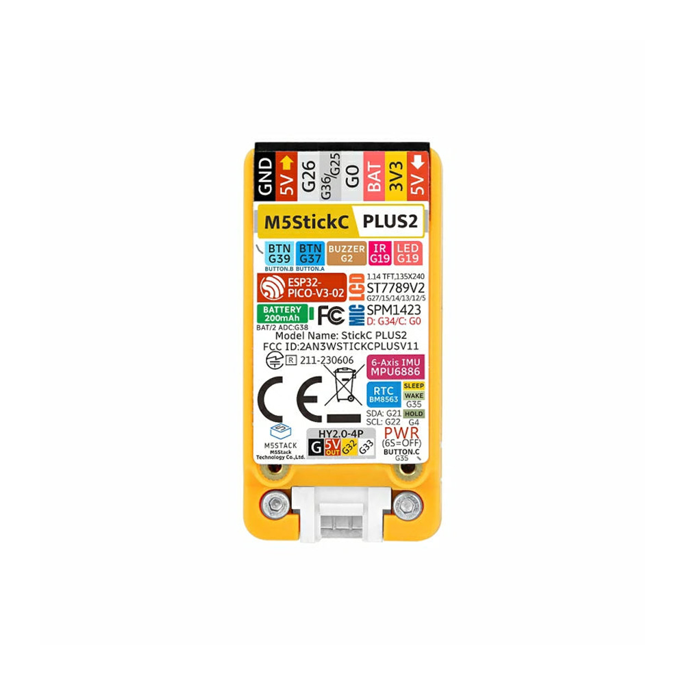 M5Stack M5StickC PLUS2 ESP32-PICO Mini IoT Development Kit IR and WiFi 1.14-inch TFTScreen IoT Controller. 