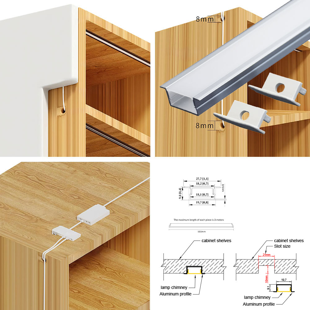 20x10mm (5pcs) 0.5m LED Strip Profile Channel Light Diffuser Corner Extrusion Channel LED Aluminium Profile for LED Strip. 