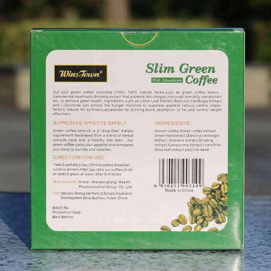 Wins Town Slim Granoderma Green Coffee With Ganoderma (18 Satches) 180 Gm. 