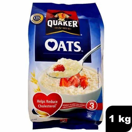 Quaker Oats 1kg, Rolled Oats Natural Wholegrain, Nutritious Breakfast Cereals, Dalia Porridge, Easy to Cook. 
