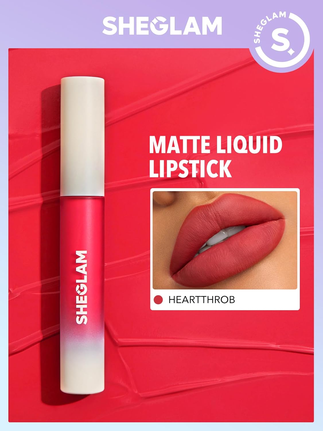 SHEGLAM Matte Allure Liquid Lipstick Long Lasting High Pigment Lipstick Nourishing Sunflower Oil Reduce Lip Care-Heartthrob
