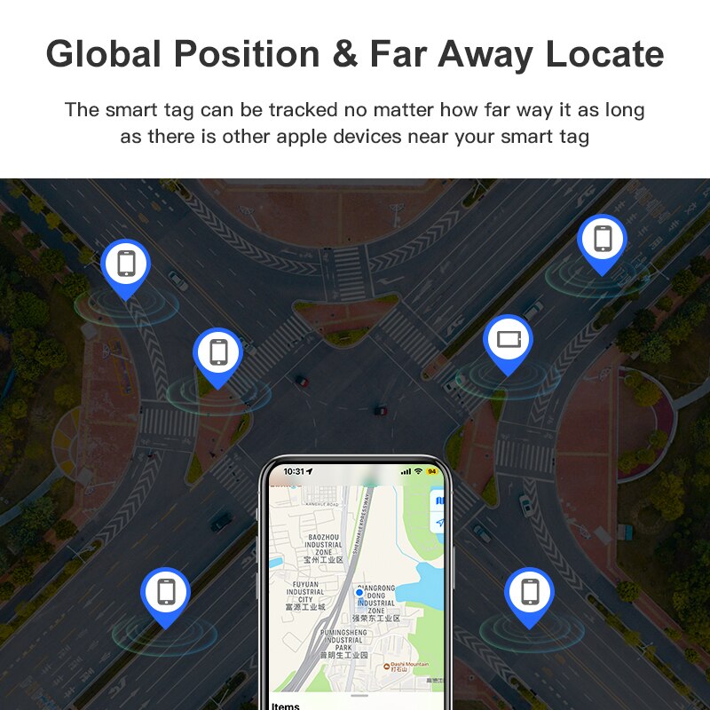 Smart Bluetooth GPS Tracker Works with Find My APP Anti Lose Reminder Device for Iphone Tag Replacement Locator MFI Rated. 