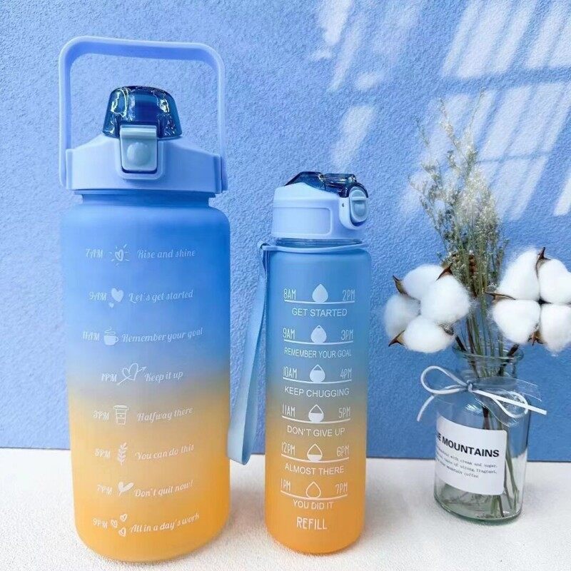 2pcs/ Set Large capacity Half Gallon Motivational Water Bottle with