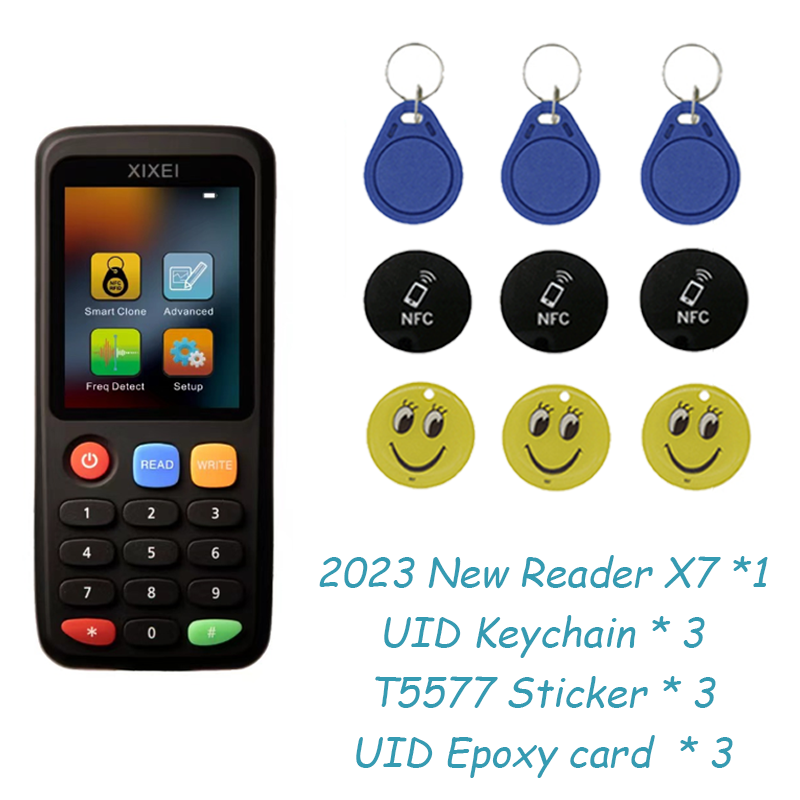 X7 Smart Card Reader RFID Key Clone Copier IC ID Token Copy Duplicator 125Khz Badge Writer 13.56Mhz NFC Tag Programmer. 