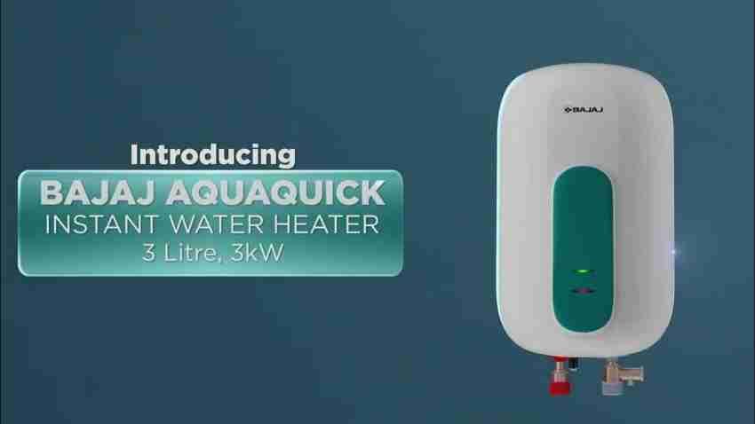Bajaj Aquaquick Instant Water Heater 3L 3KW | Compact Design, Instant Performance | Long Life Efficient Copper Heating Element with 1 Years Warranty. 