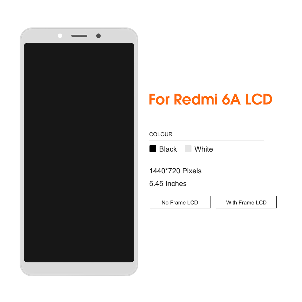 5.45'' For Xiaomi Redmi 6 LCD Display Touch Screen Digitizer Assembly Replacement Parts For Redmi 6A Screen With Frame. 