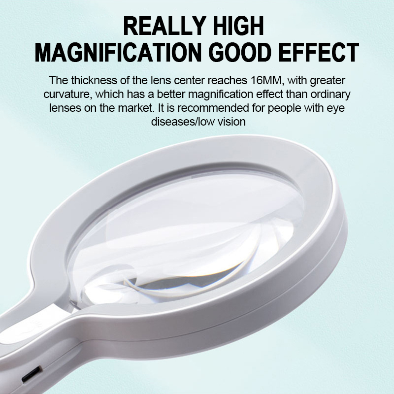 10X 25X Handheld Magnifying Glass USB Rechargeable Magnifier with 29 LED Lights Illuminated Magnifier for Reading/Identification. 