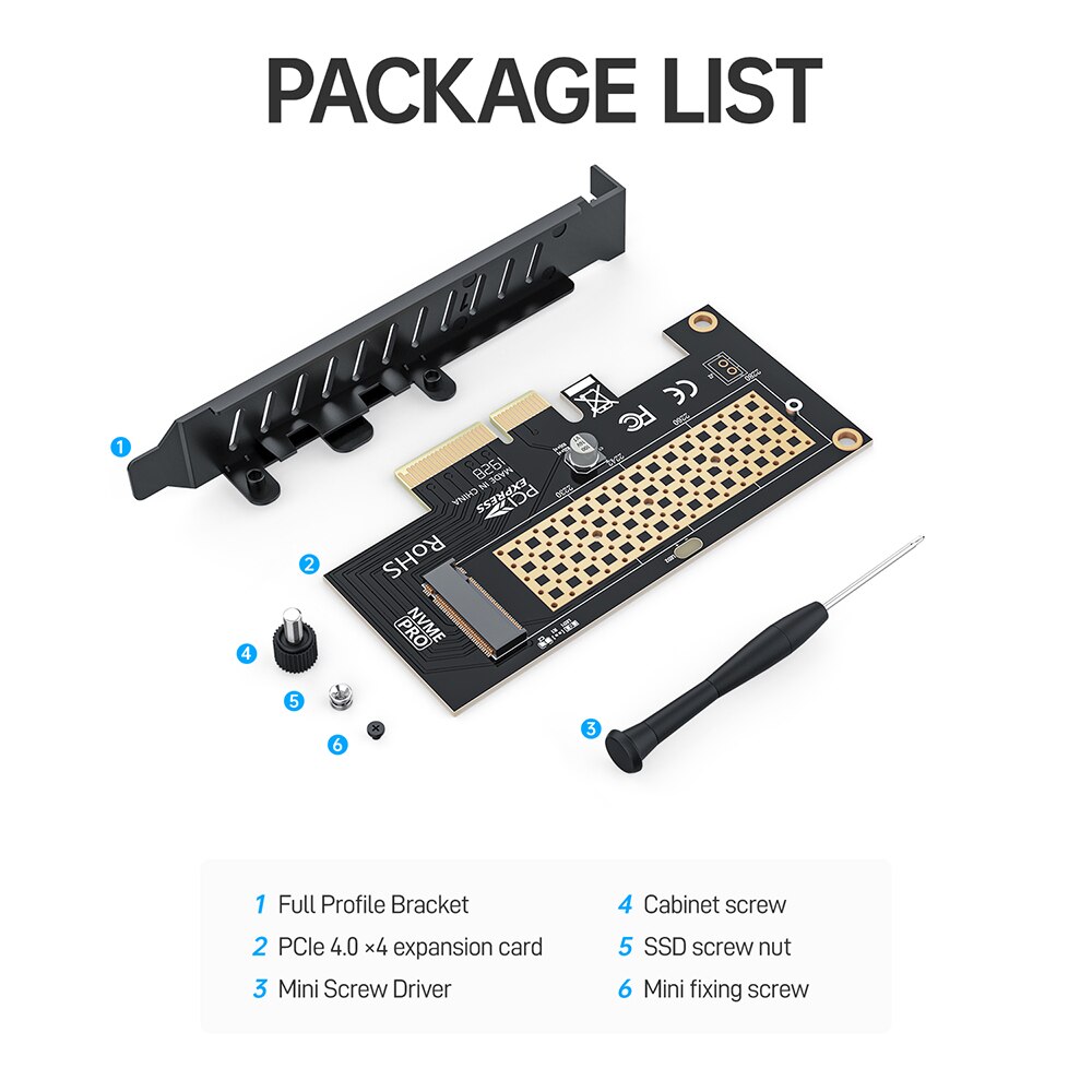 JEYI M.2 NVME SSD to PCIe 4.0 3.0 Adapter, 64Gbps SSD PCIe 4.0 X4 Expansion Card for Desktop PC , PCI-E GEN4 GEN3 Full Speed SK4. 