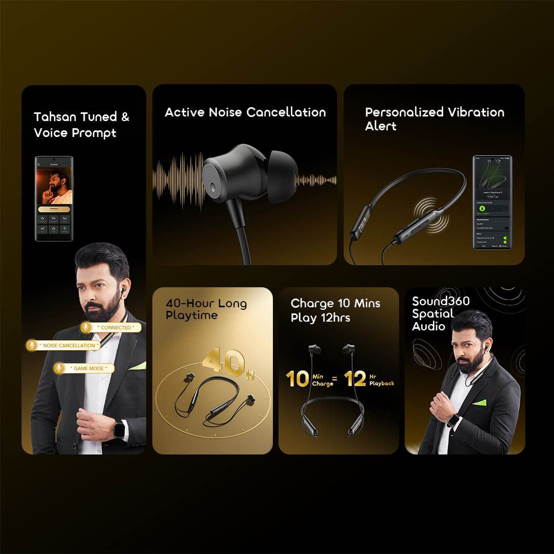 Oraimo OEB-611 Necklace 5 ANC Best Wireless Neckband | Daraz.com.bd