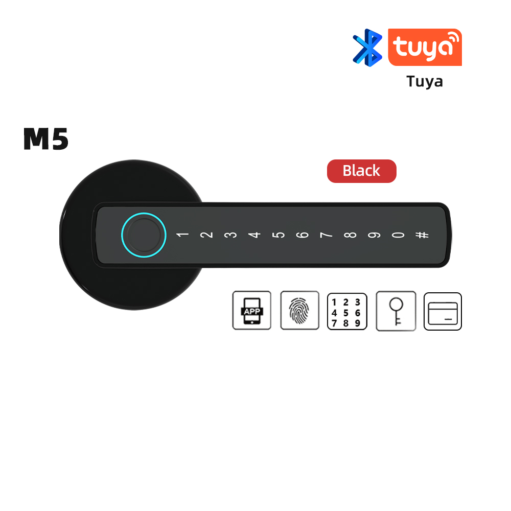 RAYKUBE M5 Tuya BLE Fingerprint Door Lock Digital Electronic Lock with Password/Key/IC Card/ Smartlife/ Tuya APP Unlock. 