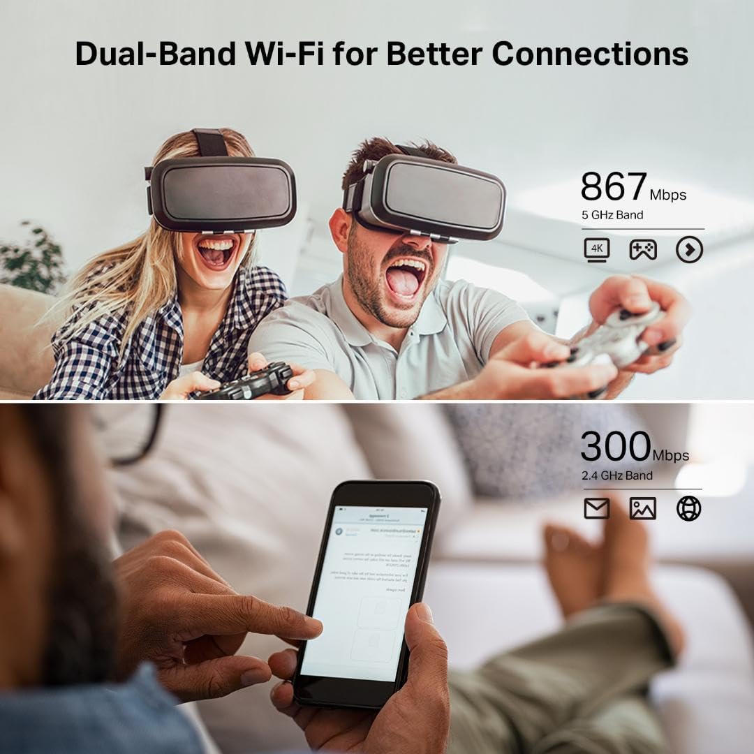 TP-Link Archer C50 AC1200 Wi-Fi Dual Band Router, 4 x 10/100 Mbps Fast Ethernet Ports, Supports MU-MIMO, Beamforming, Guest WiFi, Access Point Mode, IPv6 and Parental Controls. 