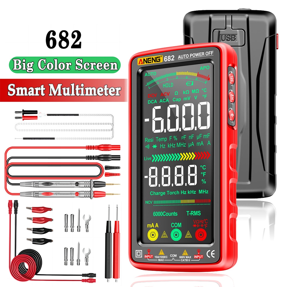 ANENG 682 VA Reverse Display Multimeter Ammeter Buzzer Teste Rechargeable Multimetry Multimeter Tester Electric Measuring Tools. 