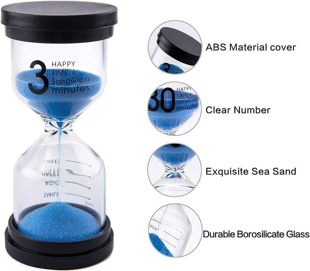 Sand Timer for Classroom and Kids - Big Plastic Sand Timers Hour Glass Hourglass Timer Set-Visual Toothbrush Sand Clock Watch for Toddlers -